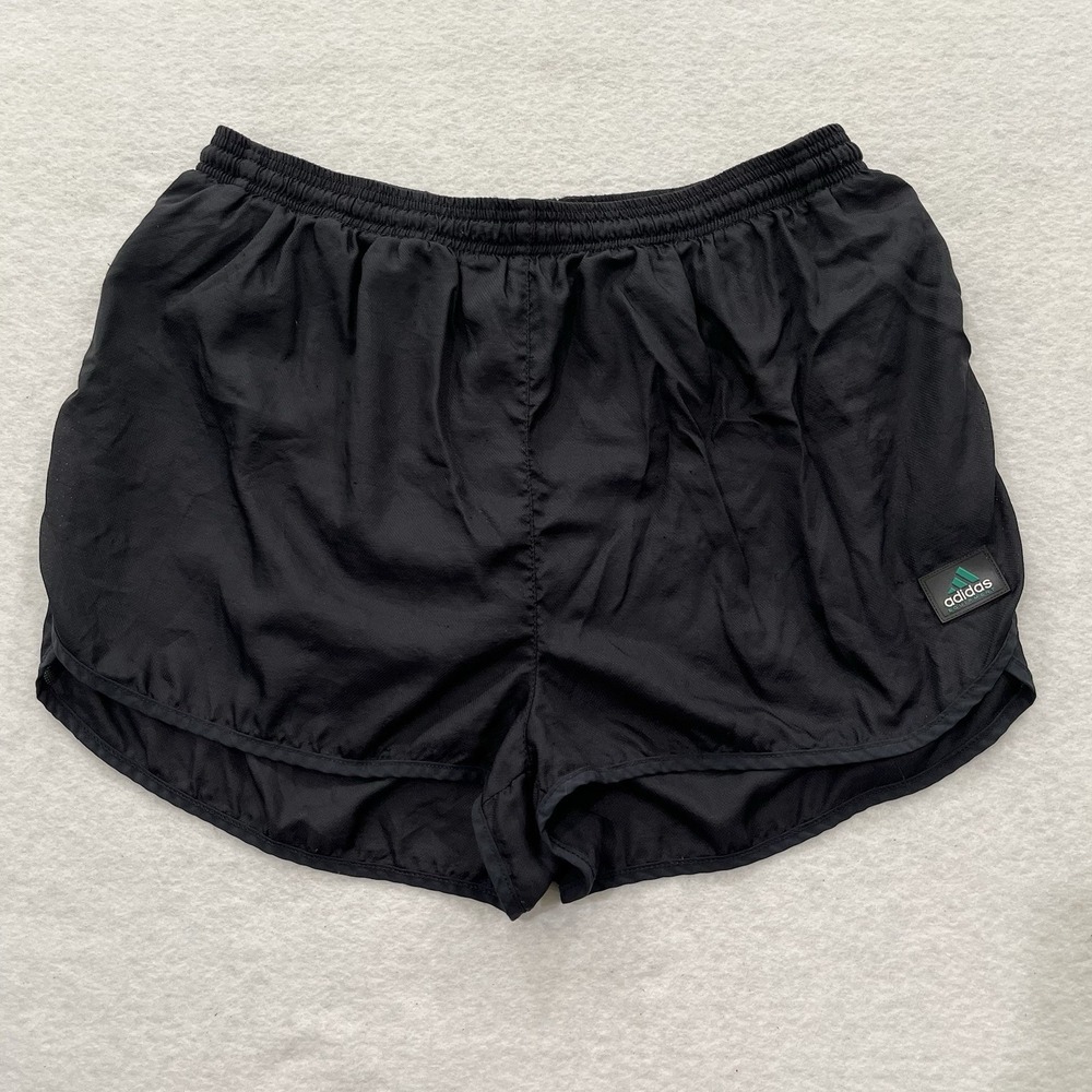 VTG 90s Adidas Equipment Running Shorts Mens Black Lined LG Rubber Tag